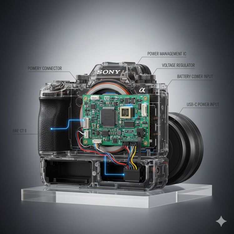 پاور دوربین Sony A7C II عیب‌یابی و تعمیر تخصصی مدار تغذیه و کنترل پاور