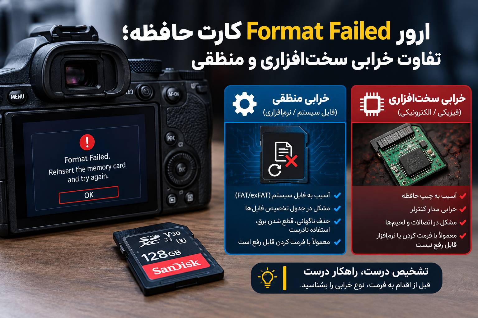 ارور Format Failed کارت حافظه